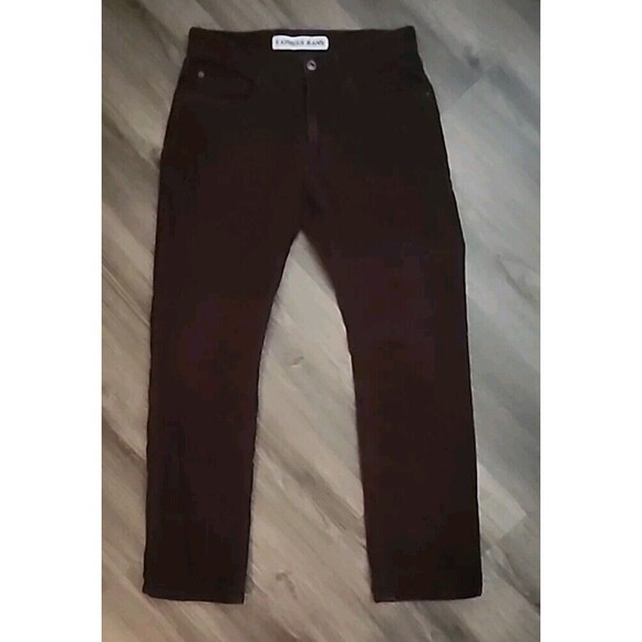 Express Pants - Express Jeans Red Corduroy Rocco Slim Fit Straight Leg Burgundy Pants 30x30
